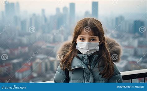 Child Wearing Mask To Protect from Smog and Air Pollution AI Generated ...