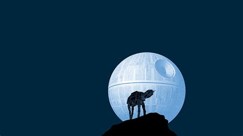 1366x768px | free download | HD wallpaper: Star Wars, Death Star, blue background, AT-AT ...