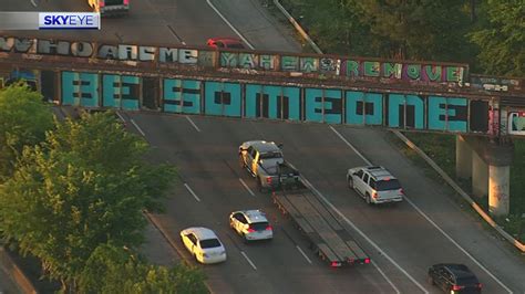 Houston's iconic 'Be Someone' graffiti returns to overpass after months ...