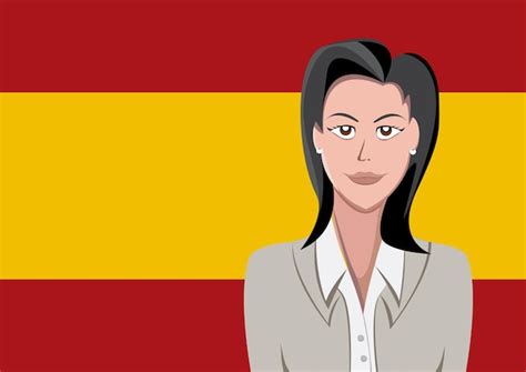 Premium Vector | Spanish people front of the flag