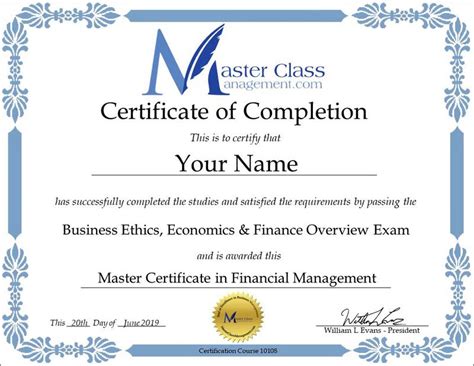 Business Management Certification Course - Certificate of Completion