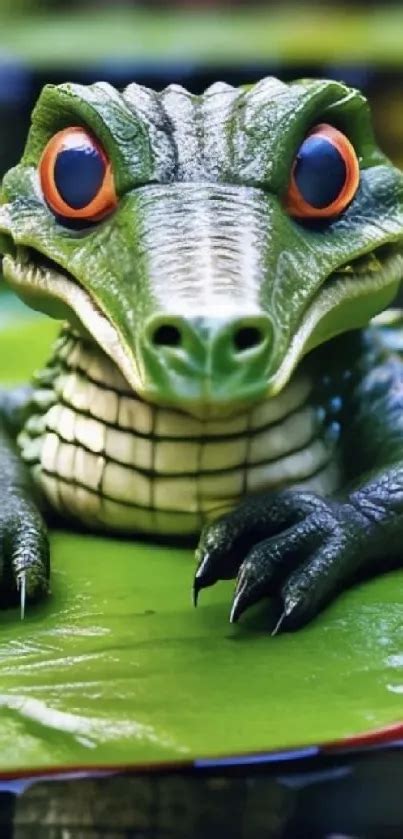 Cute Green Crocodile Wallpaper - free download