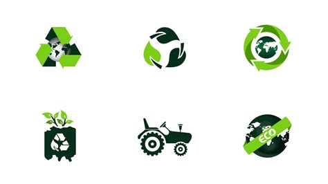 various logos designed to look like farm animals and plants, with green ...