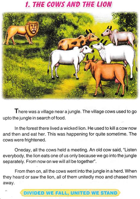 The-Cows-And-The-Lion-kidsShort-stories-books | SEG