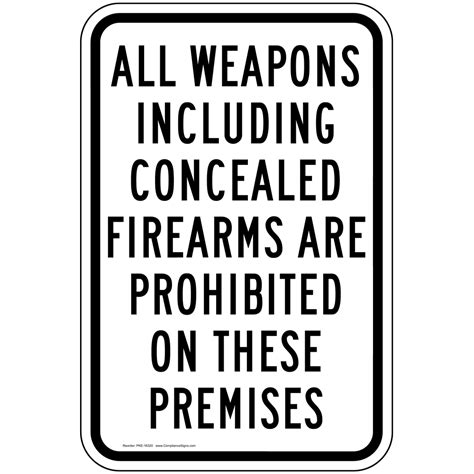 All Weapons Concealed Firearms Prohibited Sign PKE-16320