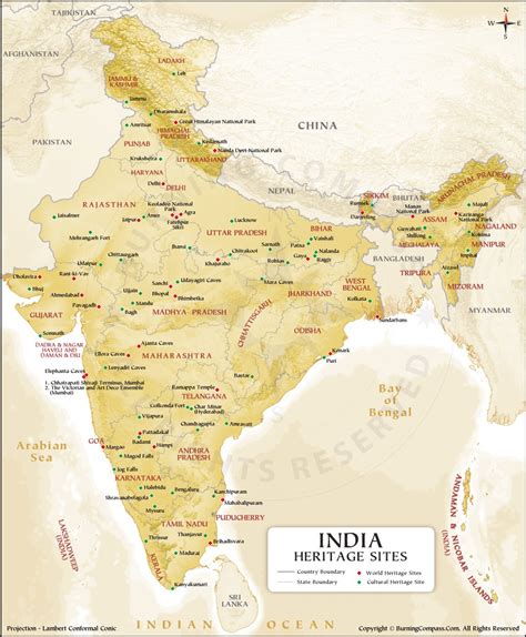 India World Heritage Sites Map