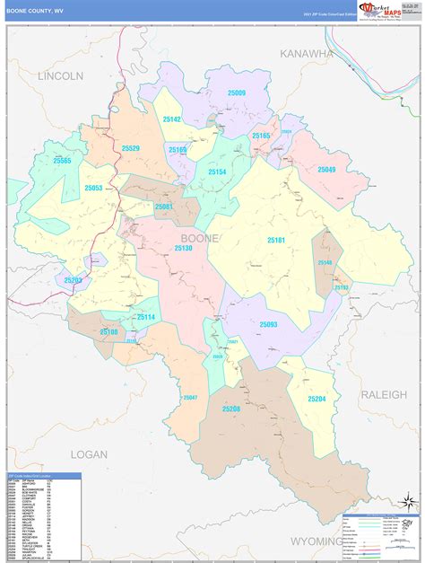 Boone County, WV Wall Map Color Cast Style by MarketMAPS