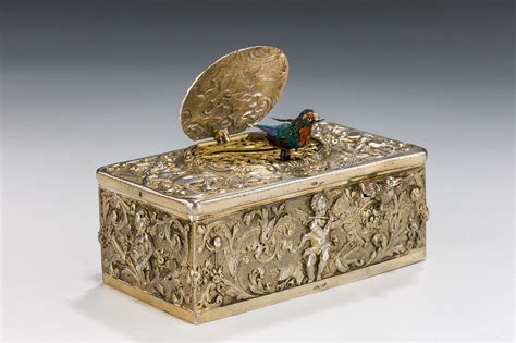 silver-singing-bird-box-antique- | Music box vintage, Bird boxes, Music box