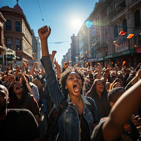 Premium AI Image | City's streets during a dynamic protest rally