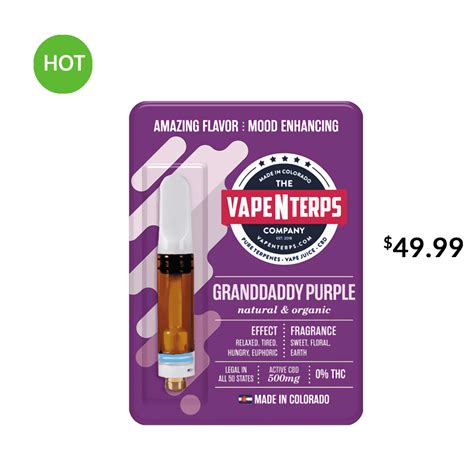 VapeNterps: 500MG GRANDDADDY PURPLE CBD VAPE CARTRIDGE | Leafly