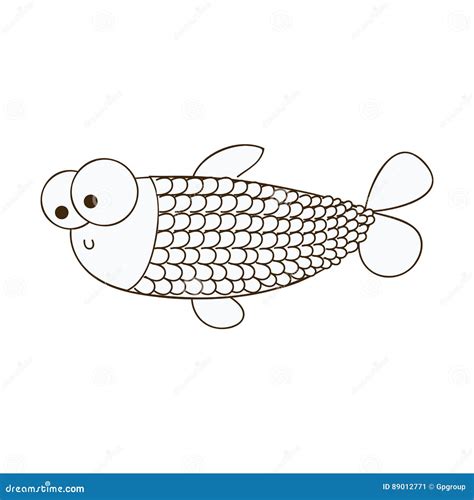 Figure Surprised Balloon Fish Cartoon Icon Stock Illustration ...