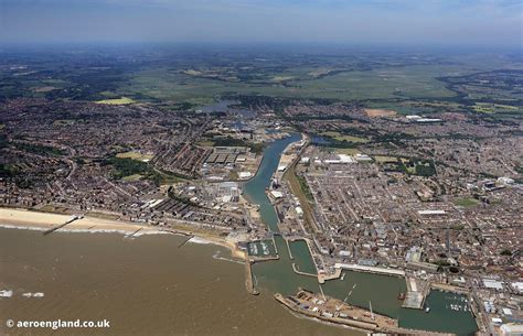 aeroengland | aerial photograph of Lowestoft Lake Lothing and Outer Harbour Suffolk England UK