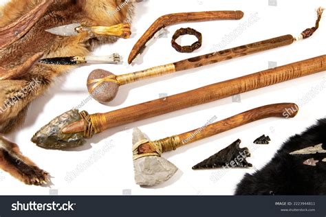 Stone Age Tools On White Background Stock Photo 2223944811 | Shutterstock