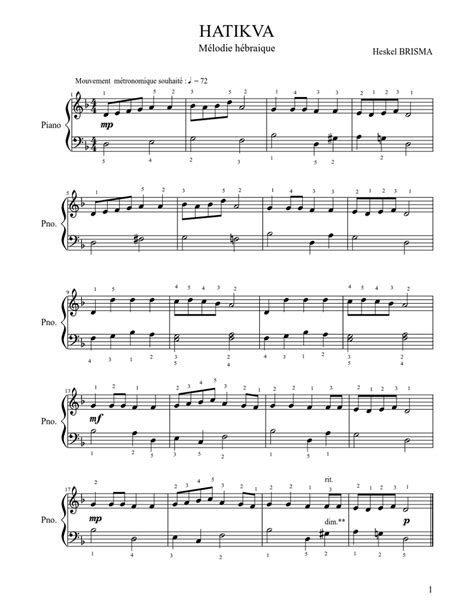 Hatikva Sheet music for Piano (Solo) | Musescore.com