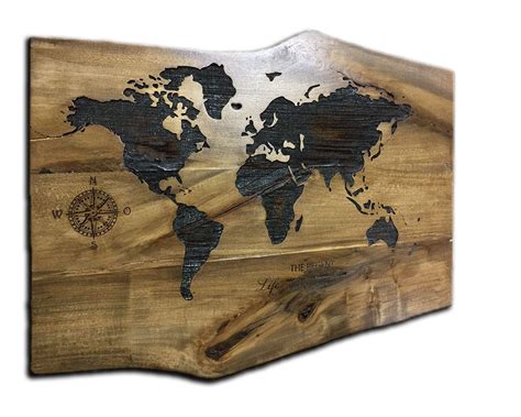 Wood Burning Art World Map Wall Art Custom Wooden Sign Wooden | Etsy