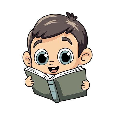 Premium Vector | Happy boy reading a book illustration in doodle style