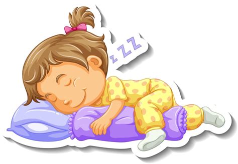 Sticker template with a little girl sleeping cartoon character isolated 2845662 Vector Art at ...