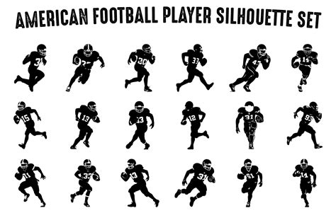 American Football Player Silhouette vector Set, American footballer ...