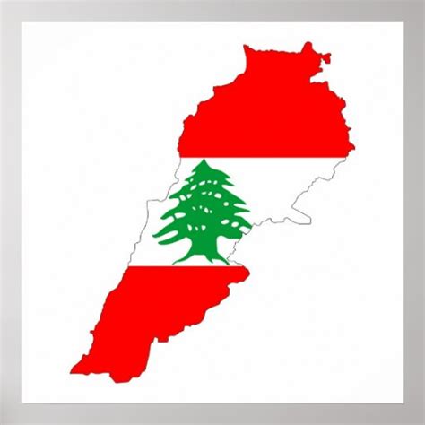 lebanon country flag map shape symbol poster | Zazzle