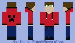 Male with Red Creeper Hoodie Minecraft Skin