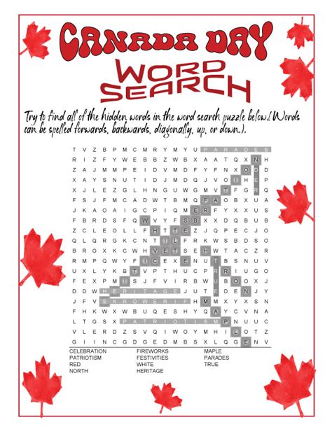 CANADA DAY WORD SEARCH Puzzle | Canadian Independance Day Word Search | Made By Teachers