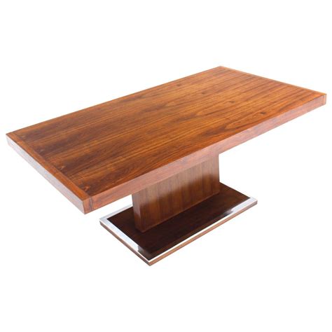 Mid-Century Modern Rectangular Pedestal-Base Walnut Dining Table at 1stDibs | rectangle pedestal ...