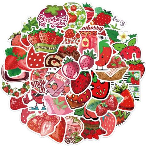 10/30/50PCS Cute Strawberry Cartoon Stickers DIY Motorcycle Travel Luggage Skateboard Classic ...