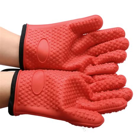 Hot Sale Heat Resistant Silicone Gloves with Cotton Interior Liner, Handles for Pots and Ovens ...