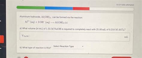 Solved Aluminum hydroxide, Al(OH)3, can be formed via the | Chegg.com