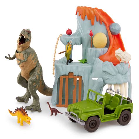 Buy Terra by Battat – 14 Pcs Lava ain T-Rex Adventure Playset - Electronic Dinosaur with Light ...