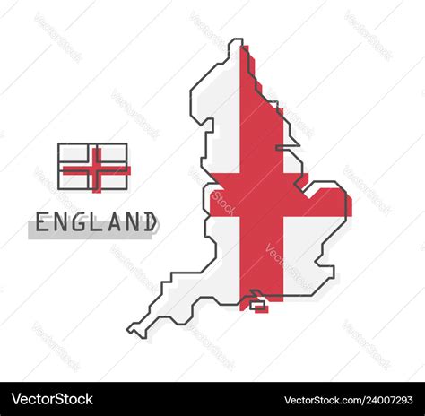 England map and flag modern simple line cartoon Vector Image