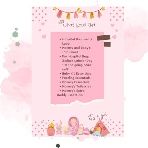 Baby Girl Pink Editable Hospital Documents Sticker Labels - Etsy