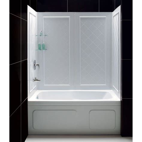 DreamLine QWALL-Tub 28-32 in. D x 56 to 60 in. W x 60 in. H 4-Piece Easy Up Adhesive Tub ...