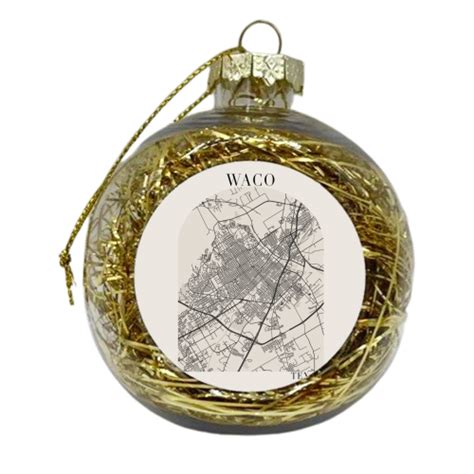 Waco Texas Boho Arch Full Beige Color Street Map Xmas bauble by Toni Scott - Buy on ART WOW