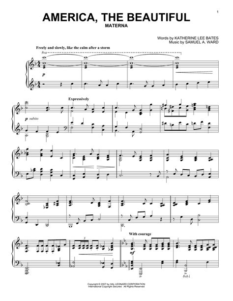 America, The Beautiful | Sheet Music Direct