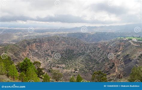 Extinct Volcano Crater Caldera De Bandama in Gran Canaria Stock Photo ...