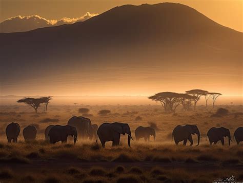 Premium Photo | Graceful elephants at amboseli national park