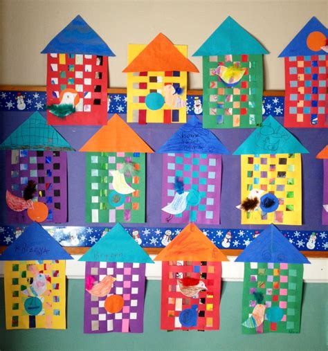 2nd Grade Bird Houses | Classroom art projects, Elementary art projects, Kindergarten art