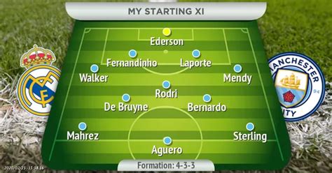 How Man City should line up vs Real Madrid in Champions League ...