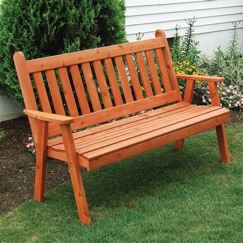 A & L Furniture Western Red Cedar Traditional English Garden Bench | Banco de jardim madeira ...