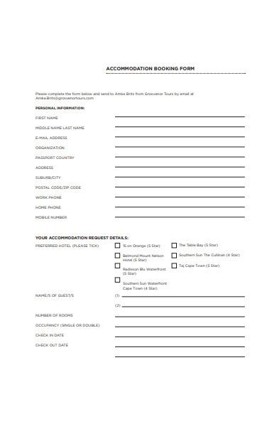 FREE 38+ Hotel Booking Form Samples, PDF, MS Word, Google Docs
