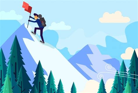 Mountaineering background peak flag climber icons cartoon design Vectors graphic art designs in ...