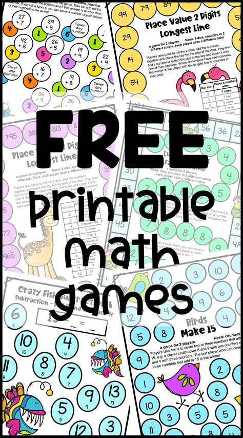 Free printable math games – Artofit