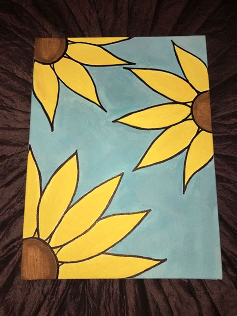 Simple Sunflower Painting | Simple canvas paintings, Diy canvas art ...