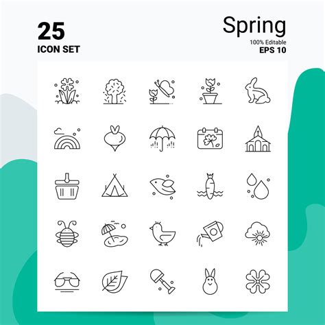 25 Spring Icon Set 100 Editable EPS 10 Files Business Logo Concept Ideas Line icon design ...