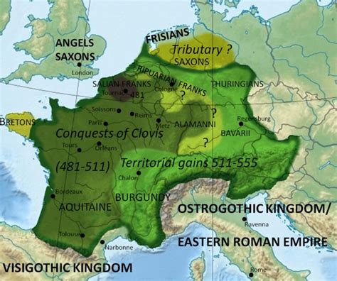 Frankish territory in 555 | European history, Historical maps, History