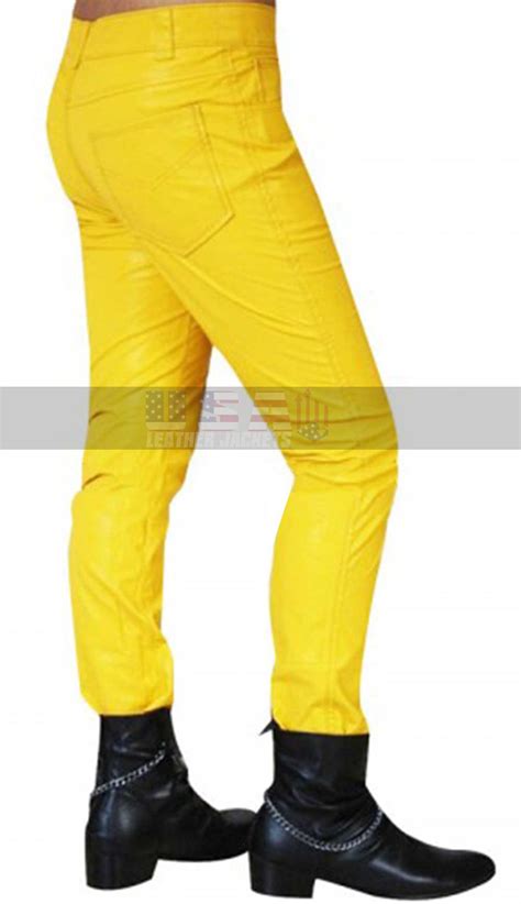 Yellow Leather Pants | Slim Fit Leather Pants