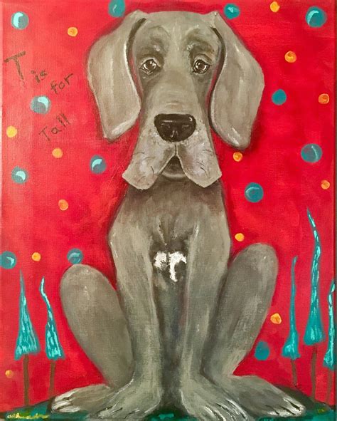 Indie Bleu by CB Burroughs Precious Great Dane Painting Whimsical Dog ...