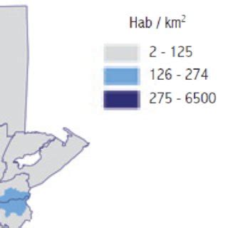 Population density in Guatemala in 2013 (Instituto Nacional de ...