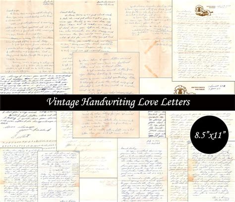 14 Digital Vintage Script Love Letters, Antique Junk Journal ...